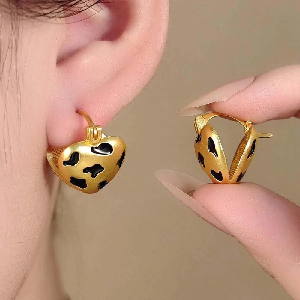 Leopard Print Heart Earrings